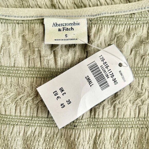 NWT Abercrombie & Fitch Women's Square Sweetheart Neck Cropped Textured Baby Tee - Picture 7 of 8